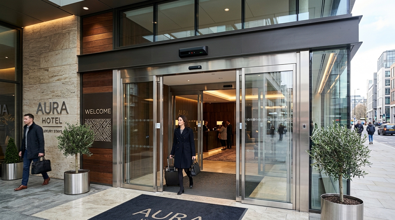 Beşiktaş 5 Yıldızlı Otel Girişi Çift Kanat Fotoselli Kapı